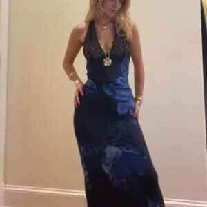 White Fox Boutique Women's Navy and Blue Dress